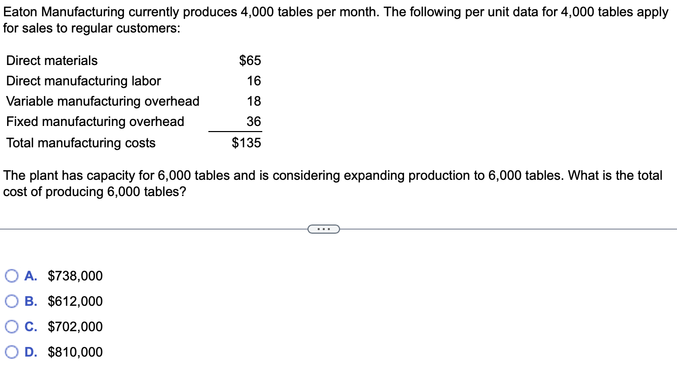high - output months variable costs are $280,000, and during low-output months
