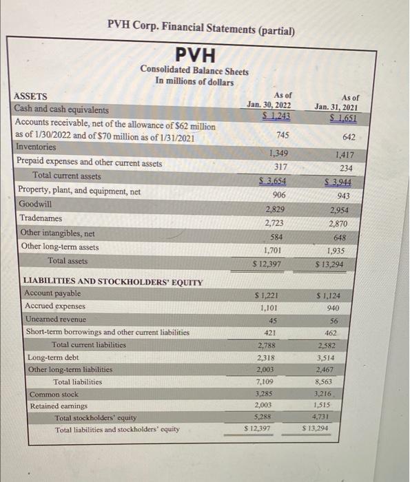 Corp.'s financial statements to answer to the following questions. 1. Provide the