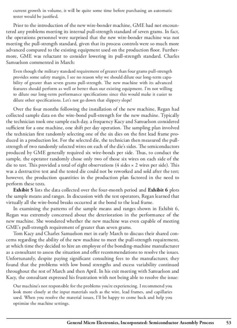 for assessing the new machine's capability to meet the wire-bond strength requirement?3.