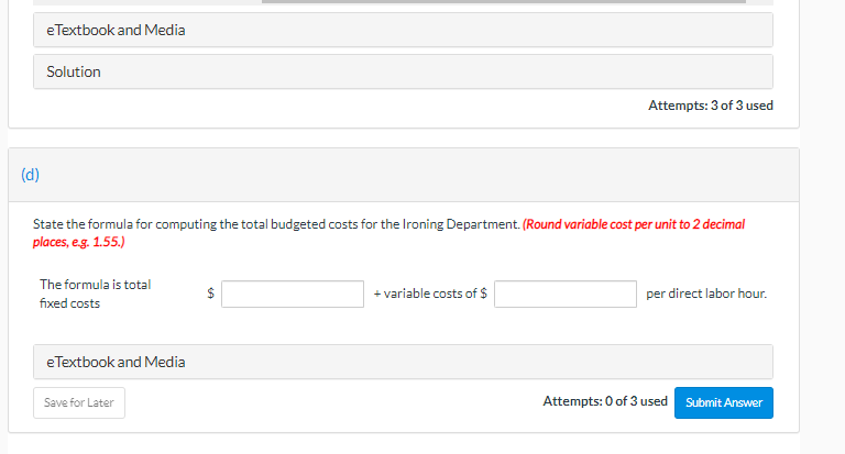 of direct labor hours. The master overhead budget was prepared on the