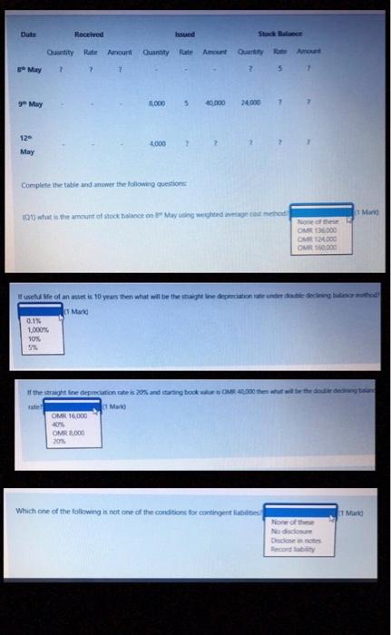 Please solve these questions Dute Received land Quantity Amount Quantity Rate Amount