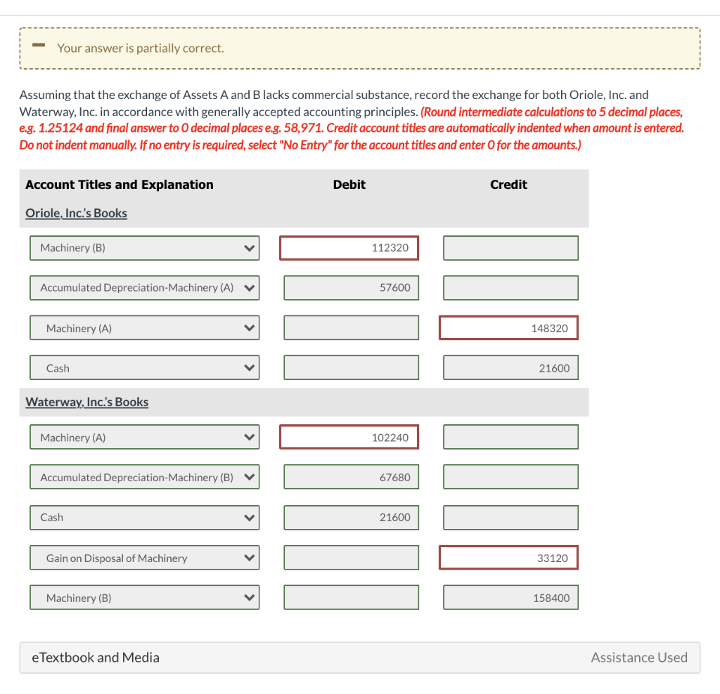 Oriole, Inc. exchanged productive assets with Waterway, Inc. Oriole's asset is referred