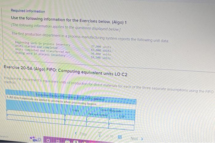 system reports the following unit data 2. Beginning inventory is 30% complete