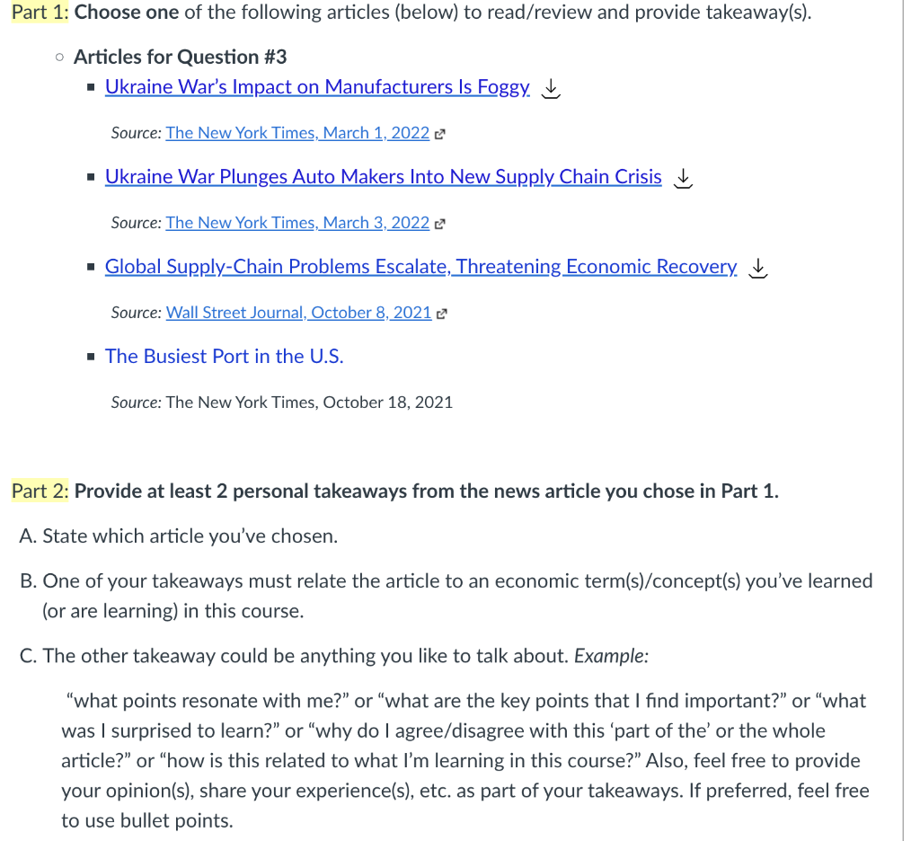 Please Help me with this question. Thank you Articles for Question #3