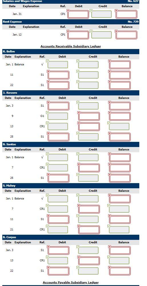 the general ledger and the subsidiary ledger for Pharoah are indicated in