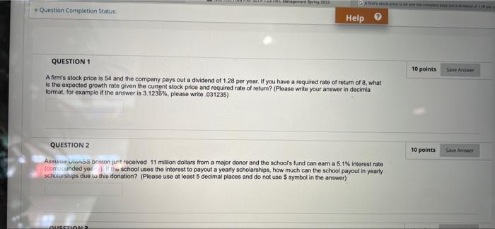 please solve both questions Mam pro Question Completion Status Help QUESTION 1