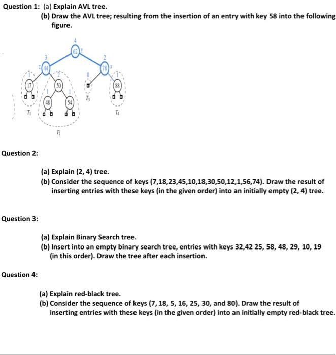  Q3Q4 Question 1: (a) Explain AVL tree. (b) Draw the AVL