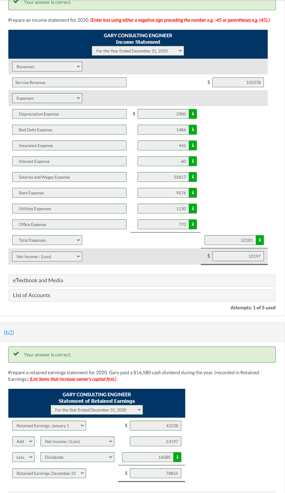 GARY CONSULTING ENGINEER TRIAL BALANCE DECEMBER 31, 2020 Debit Credit Cash $29,500