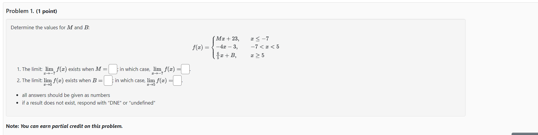 I need the steps as well Determine the values for M and