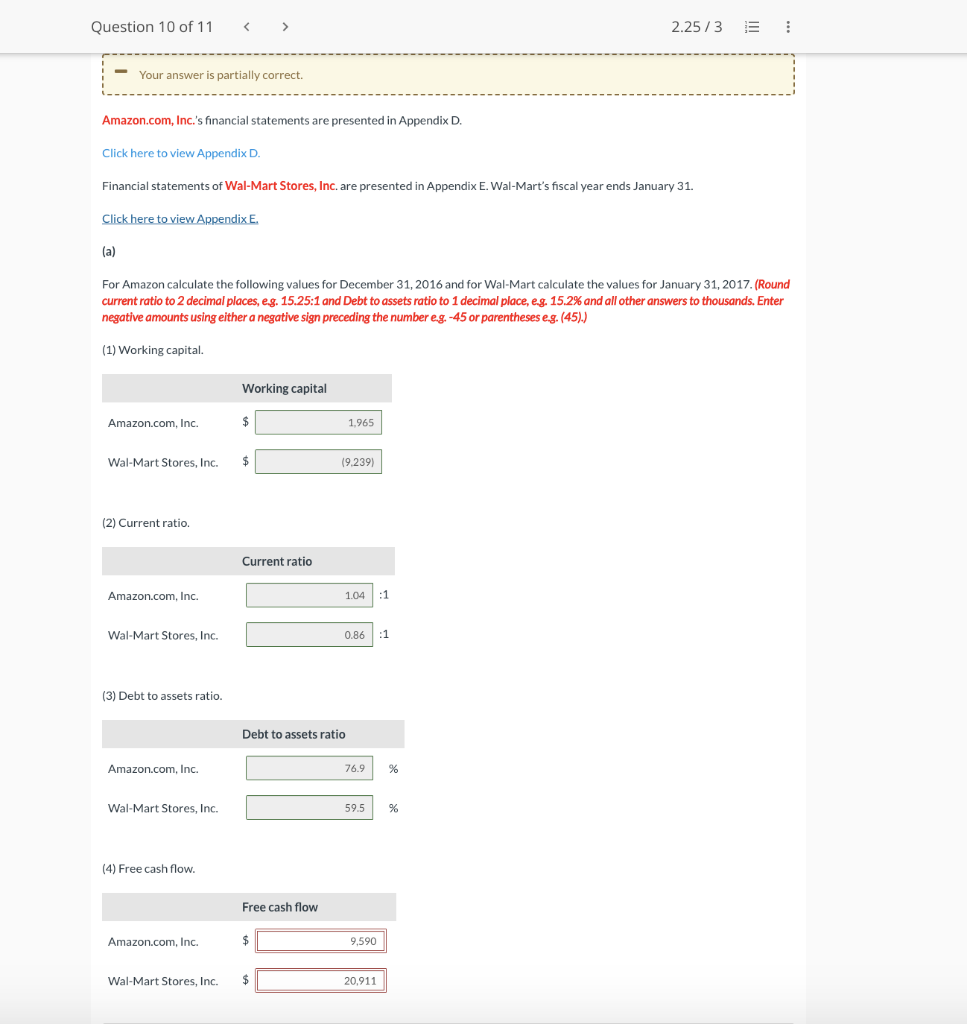 PLEASE HELP ONE ATTEMPT LEFT. Need free cash flow answers for Amazon