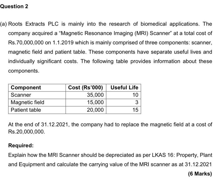 2 Question 2 (a) Roots Extracts PLC is mainly into the research