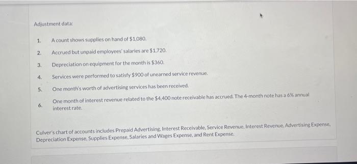 Culver Repair Services. During August, the following summary transactions were completed. Aug.