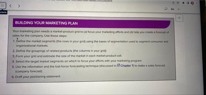 the most useful data for your marketing plan, develop a three-column table: