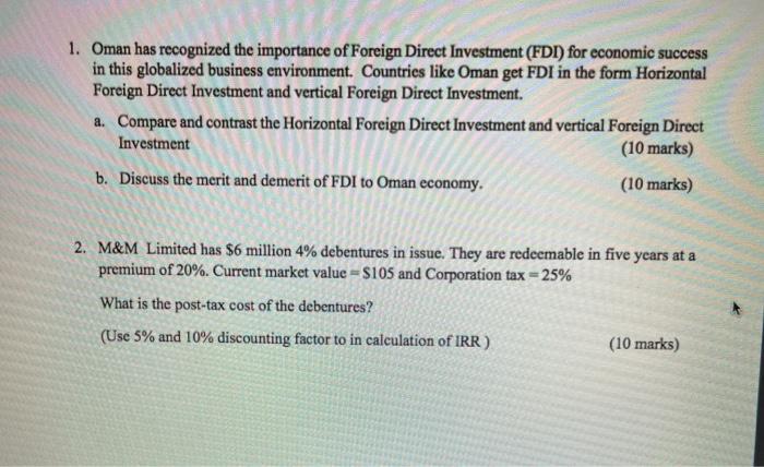 it is an exam i need the solution asap please 1. Oman