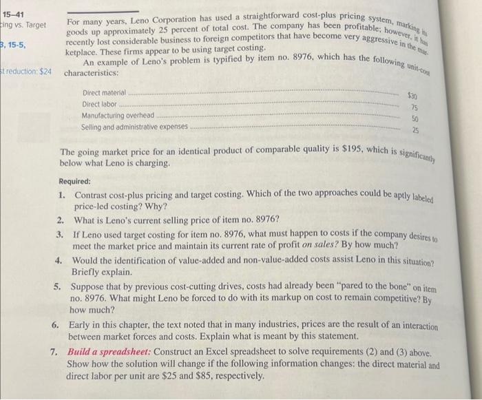  Please use excel-like format to answer questions and show formulas. Please