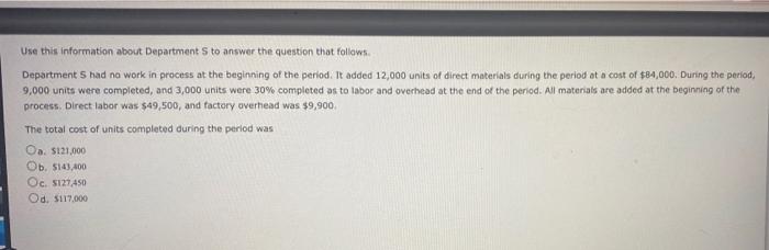 please help Use this information about Department Sto answer the question that