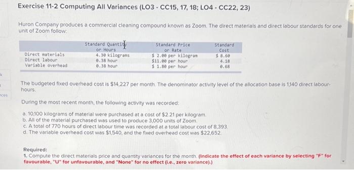 can you please answer this correctly Exercise 11-2 Computing All Variances (L03