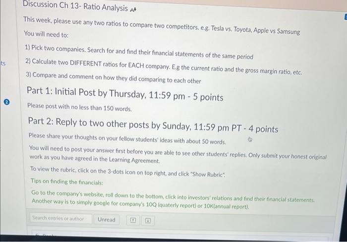 please help! This week, please use any two ratios to compare two