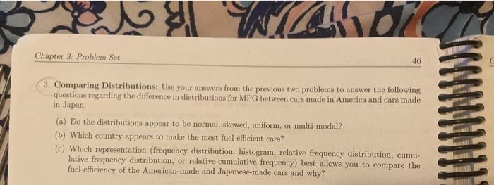 statistic answer b and c 3. Comparing Distributions: Use your answers from