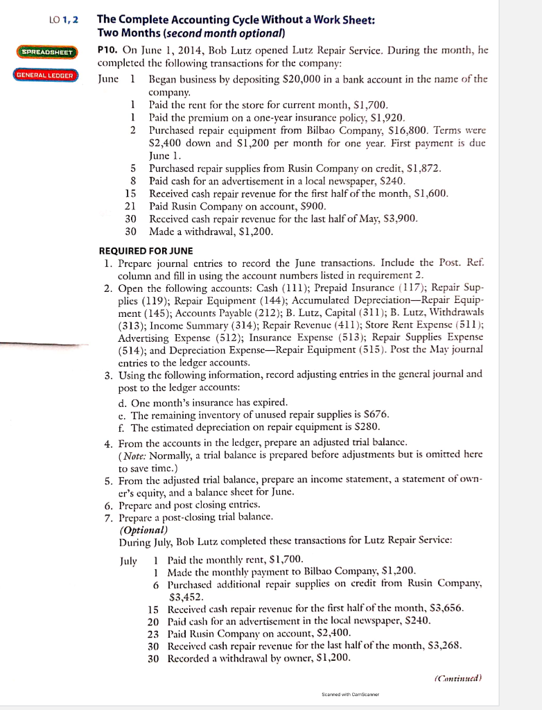 1 The Complete Accounting Cycle Without a Work Sheet: Two Months (second