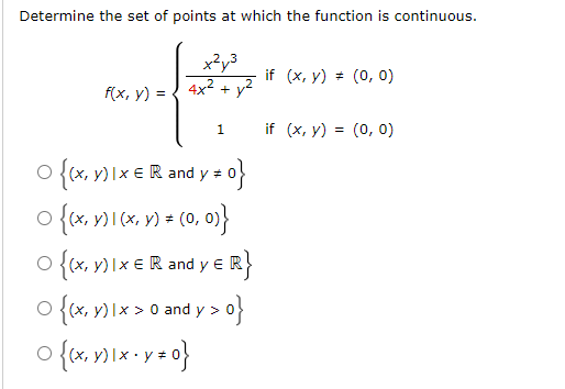 exist, enter DNE.) lim(x,y)(0,0)x2+y2+648x2+y2 Determine the set of points at which the