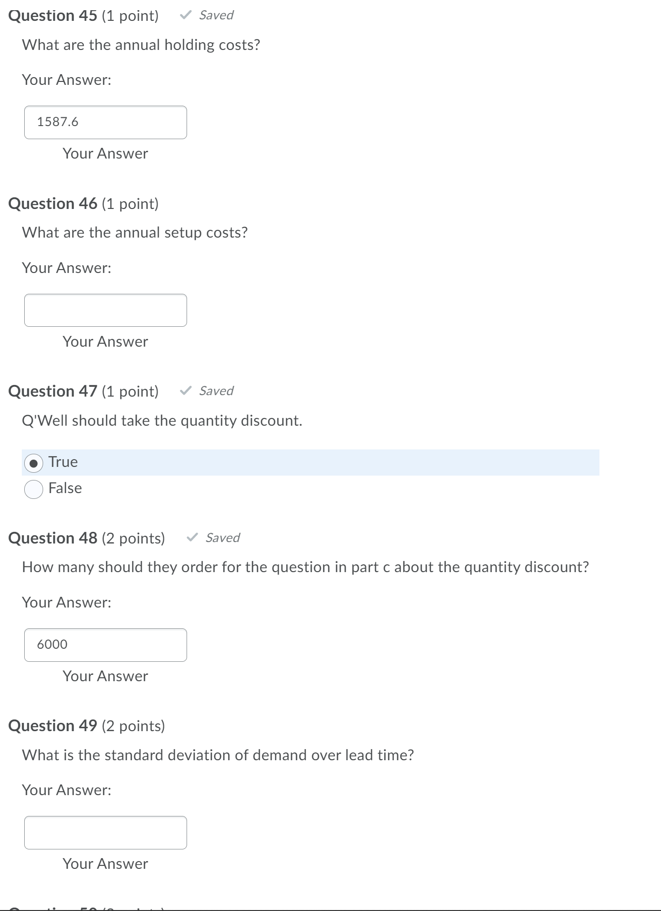 images Question 50 (2 points) How much safety stock should they hold