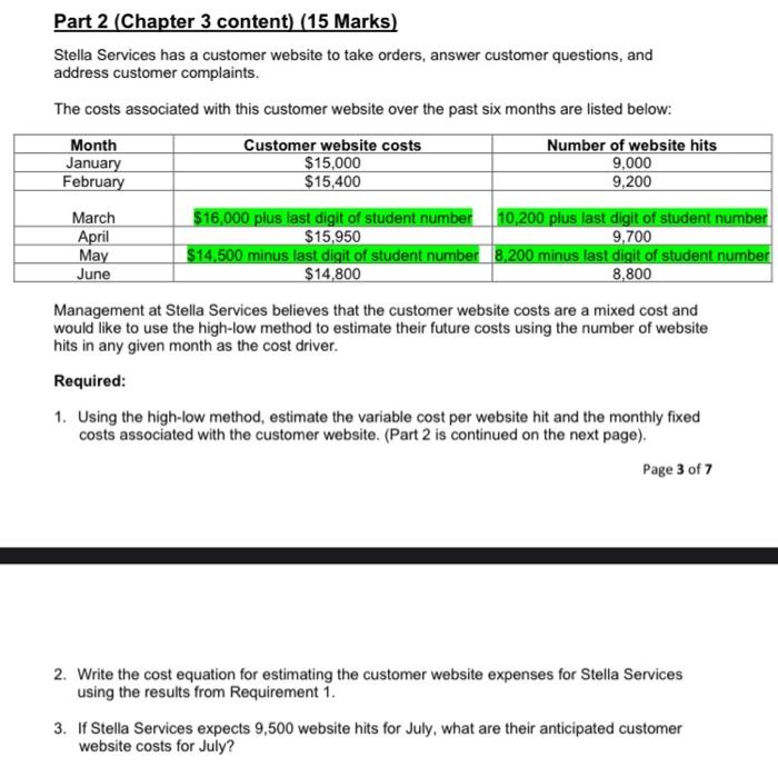  my student number is 361121 Part 2 (Chapter 3 content) (15