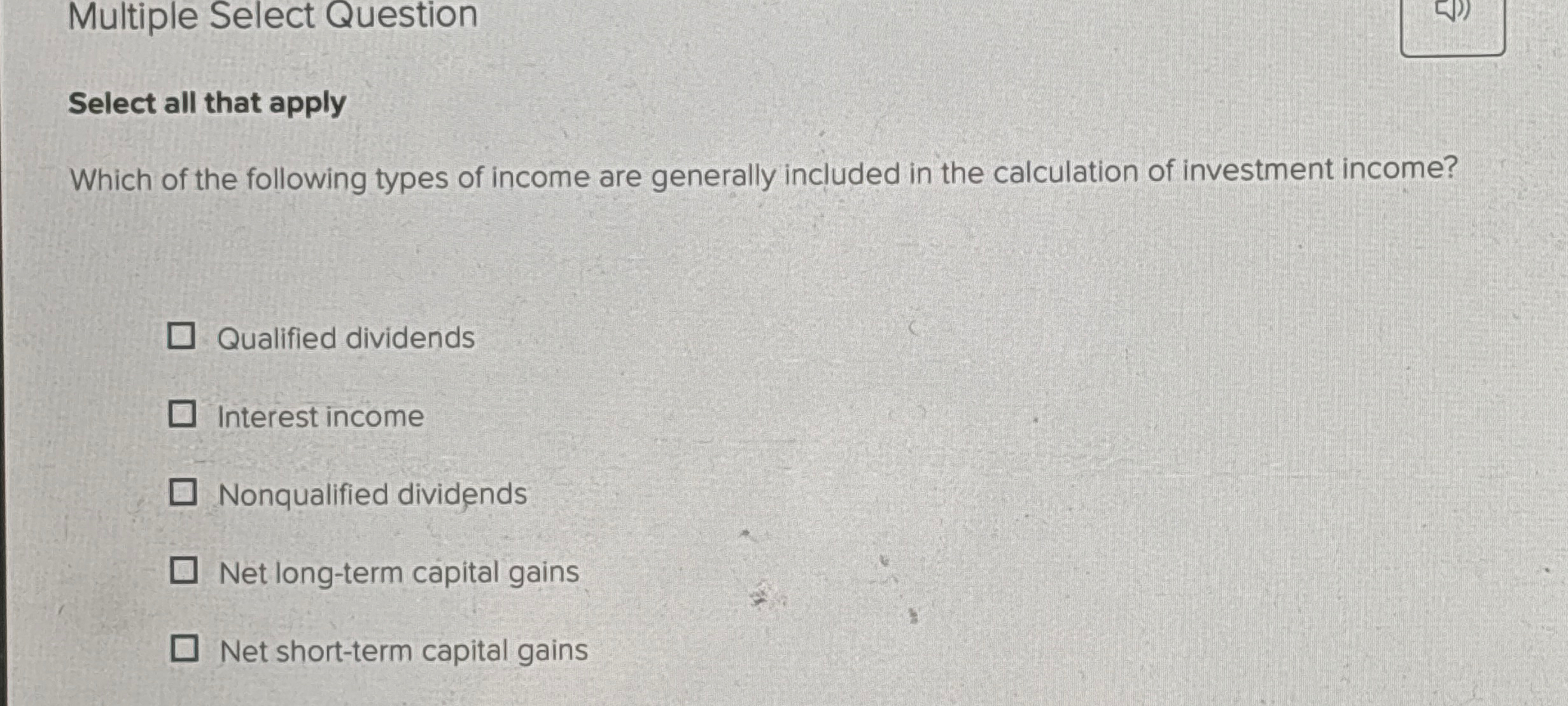  Multiple Select Question Select all that apply Which of the following