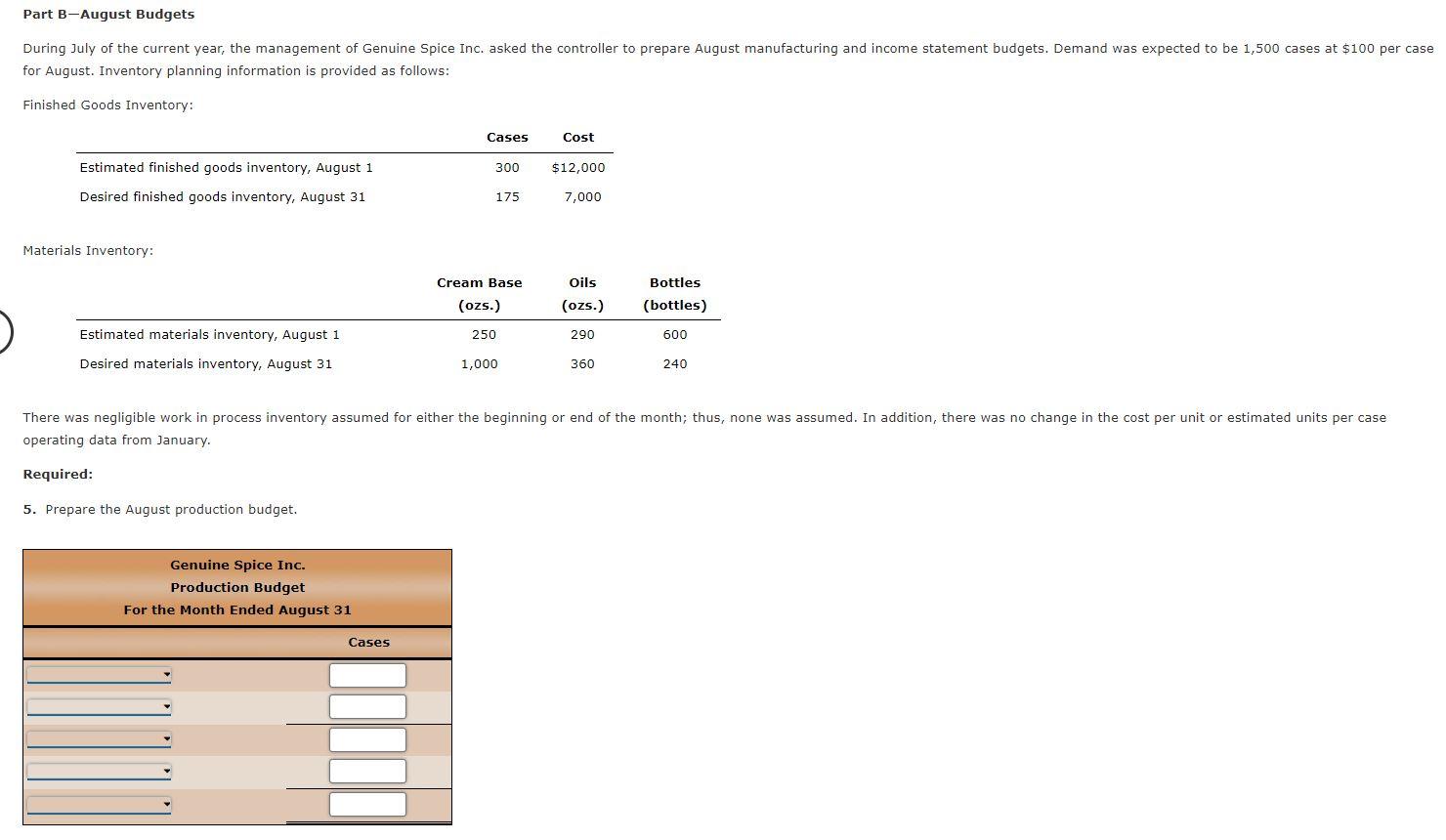 from Part A of the comprehensive problem. Be sure you have completed