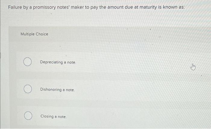52 Failure by a promissory notes' maker to pay the amount due
