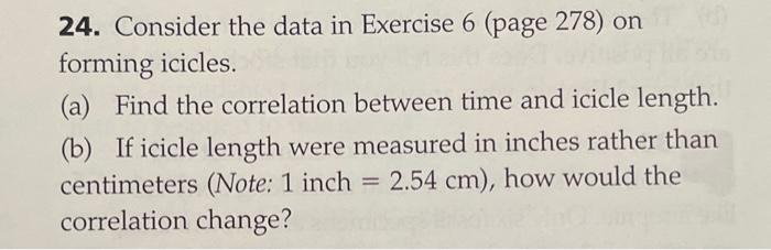  question 24 24. Consider the data in Exercise 6 (page 278)
