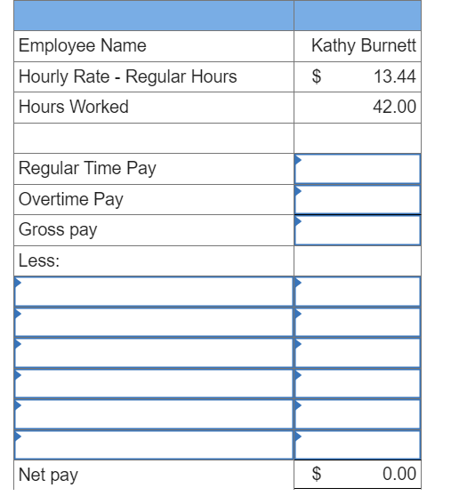 $13.44 per hour and she receives overtime pay at one and one-half