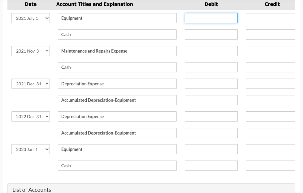 in Progress Sandhill's Repair Service uses the straight-line method of depreciation. The