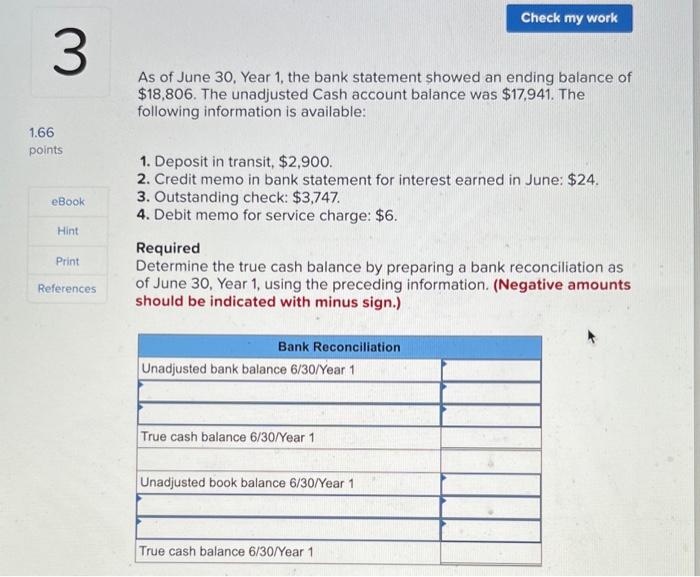 need help with this 3 1.66 points eBook Hint Print References As