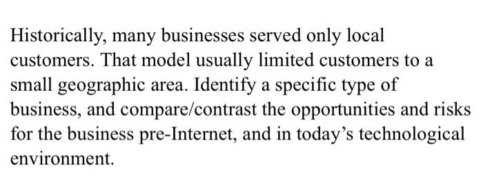 Please give an example other than the bed and breakfast answer that