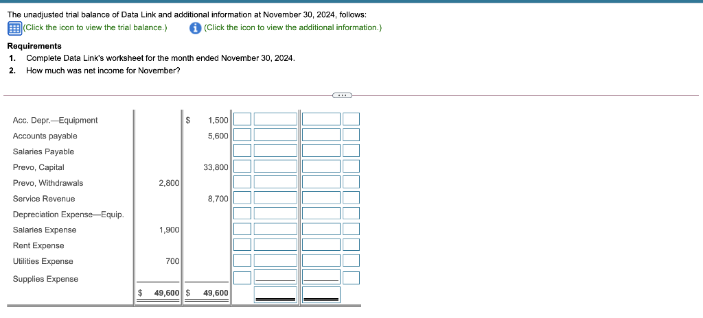 $600. d. Prepaid Rent expired, $300. e. Office Supplies used, $400. Print