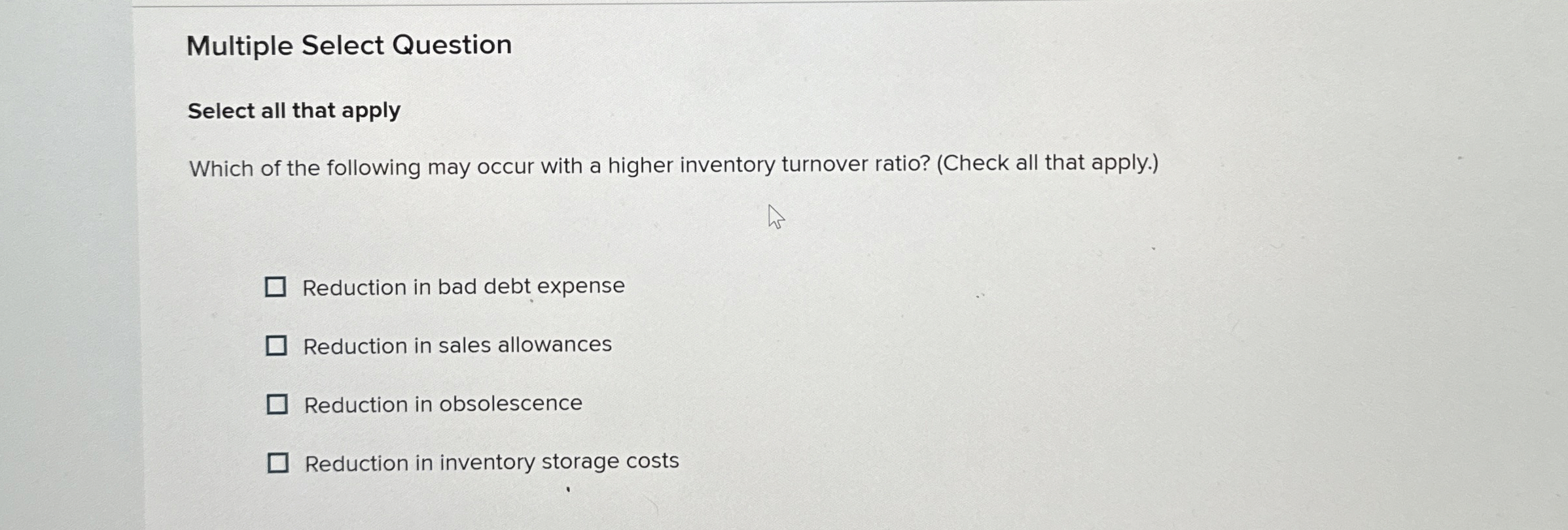  Multiple Select Question Select all that apply Which of the following