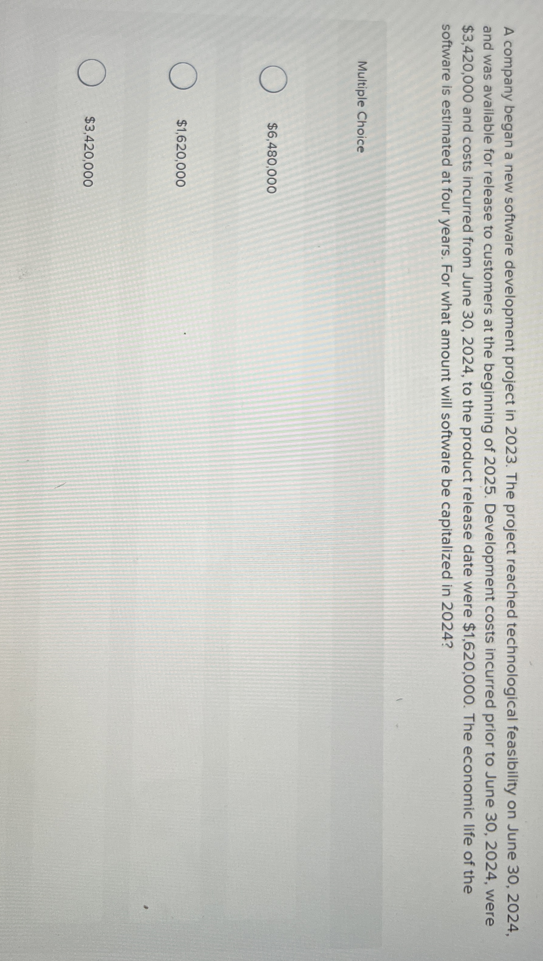  A company began a new software development project in 2023. The