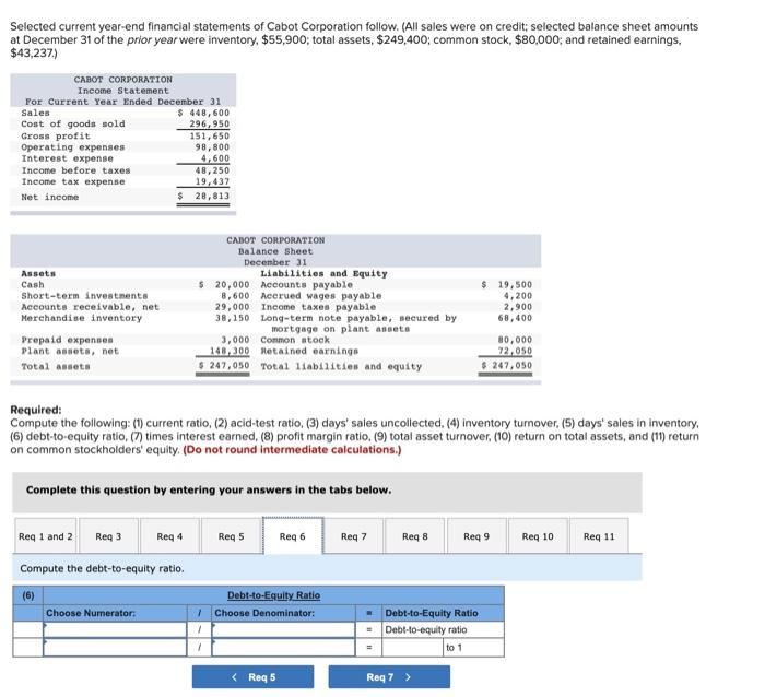 $43.237.) CABOT CORPORATION Tescorte Statement For Current Year Ended December 31 Sales