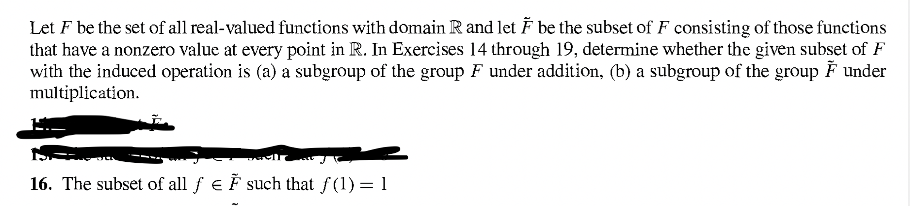 please answer 16 with details Let F be the set of all