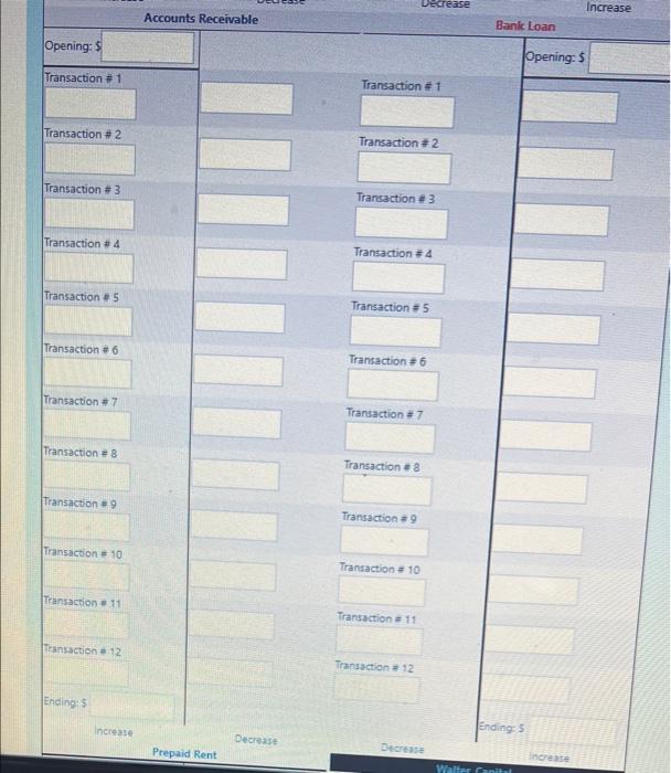 her own shoe repair business. Transactions for the first month of operations