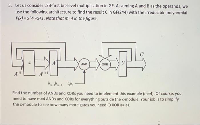  5. Let us consider LSB-first bit-level multiplication in GF. Assuming A