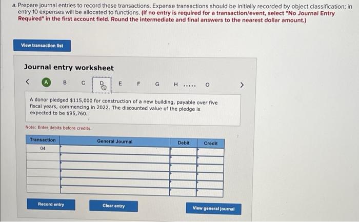 ended December 31, 2020, the following transactions occurred. 1. A business donated