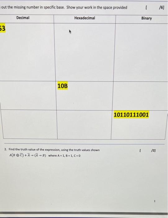  out the missing number in specific base. Show your work in