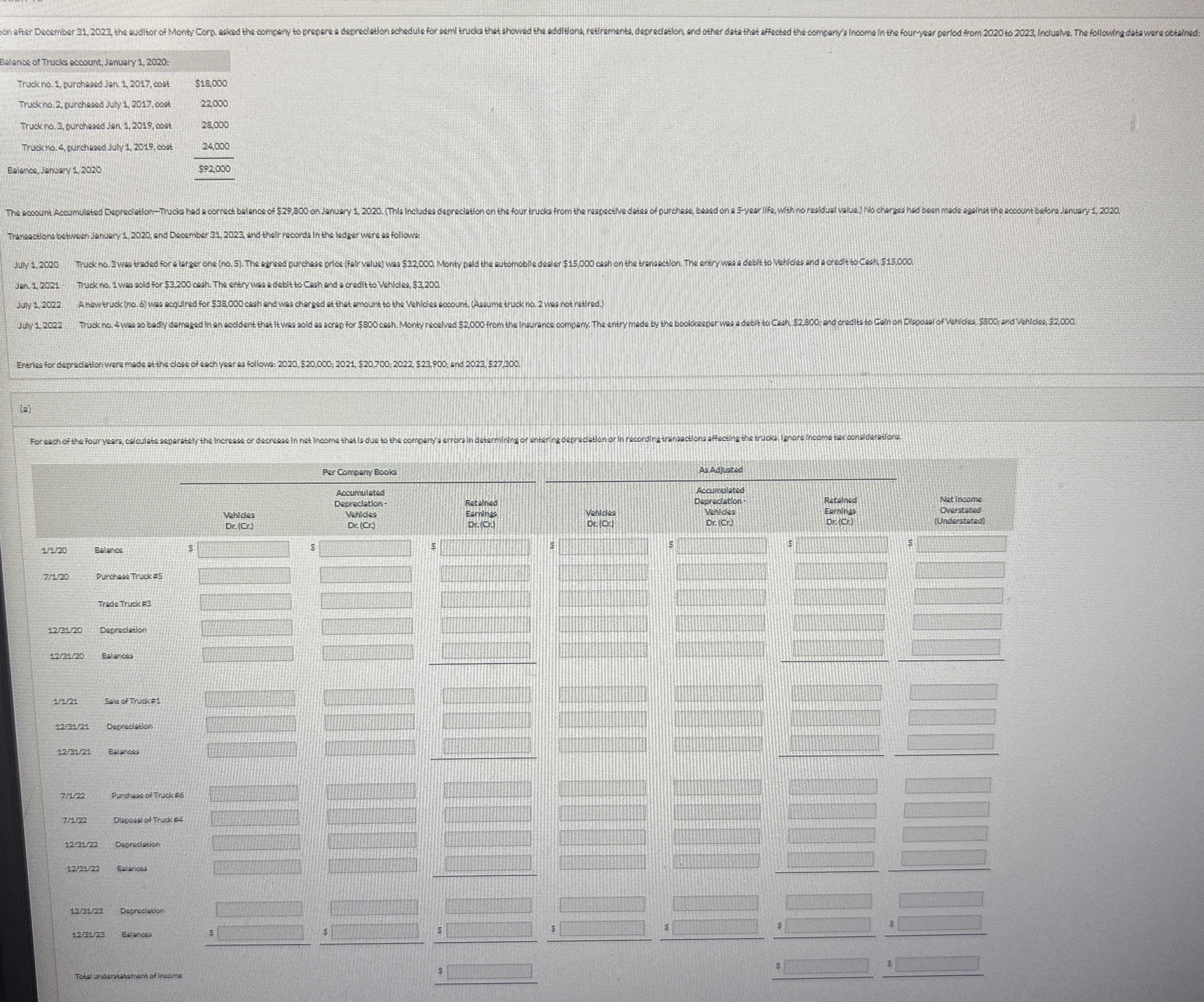  Transactions between January 1,2020, and December 31,2023, and their records in