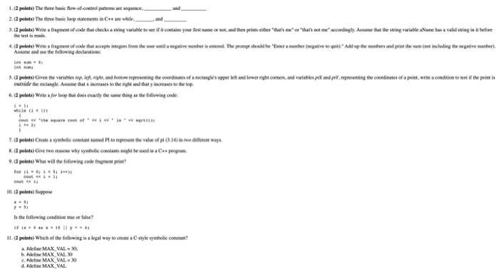  1. 12 points) The three basic forw-0f-oventrol punemb irt sequesece. ate