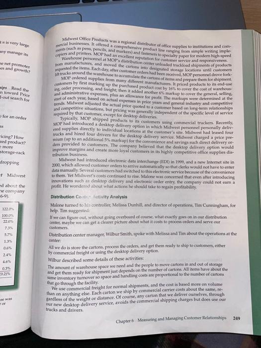 6, 9 6-33 Time-driven activity-based costing, activity-based management Midwest Office Products John