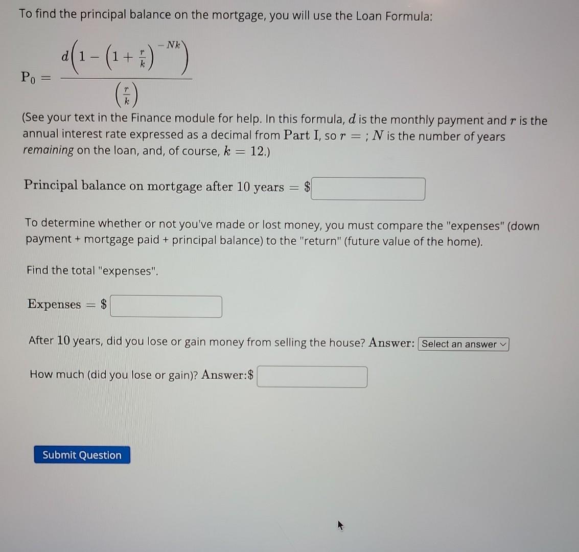 10 years. In Part III you will be computing values associated with