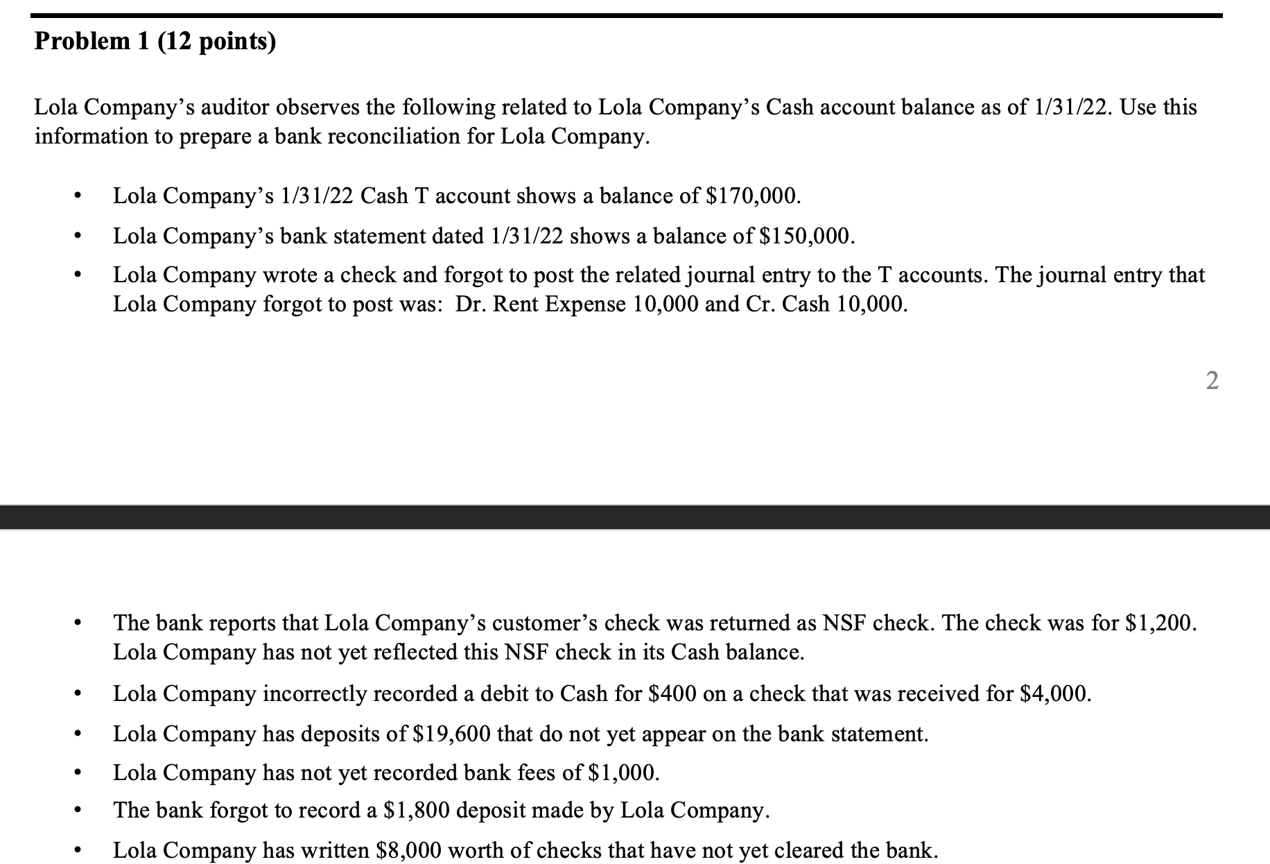Please help with just Problem #1 I will give thumbs up Problem