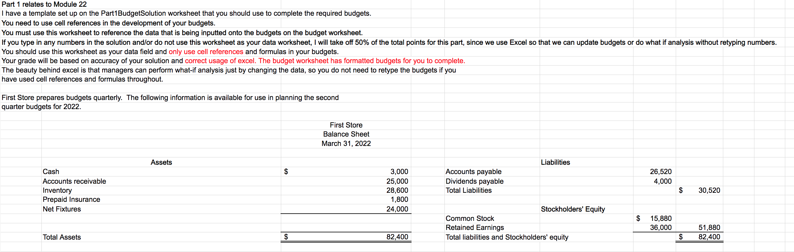 *****MUST USE CELL REFERENCE Part 1 relates to Module 22 I